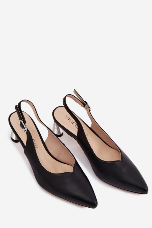 Damensandalen Feminin mit Absätzen Vinceza 66922 schZuarze Farbe