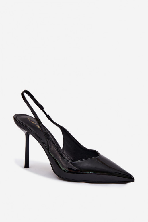 Schwarze lackierte High-Heels-Sandalen aus Kunstleder Calera