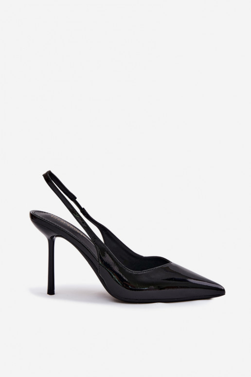 Schwarze lackierte High-Heels-Sandalen aus Kunstleder Calera