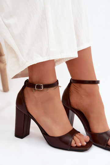 Damen-Sandalen mit hohen AbsätzenImitacji Skóry CzekoladoZue Melvra