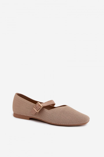 BallerinasGestreifte Schuhego Es mussterialu Pasek mit Schnallen Beige Calvra 2