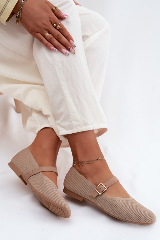 BallerinasGestreifte Schuhego Es mussterialu Pasek mit Schnallen Beige Calvra