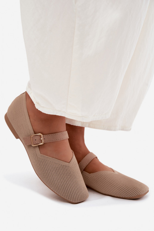 BallerinasGestreifte Schuhego Es mussterialu Pasek mit Schnallen Beige Calvra