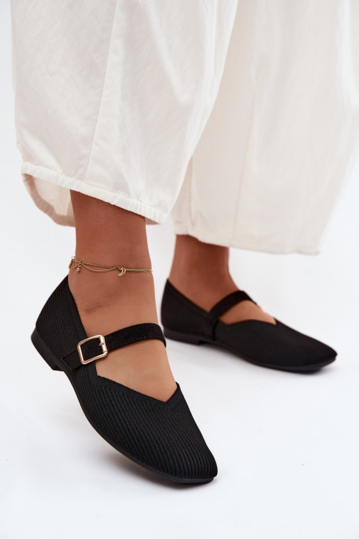 BallerinasGestreifte Schuhego Es mussterialu Pasek mit Schnallen schZuarze Farbe Calvra