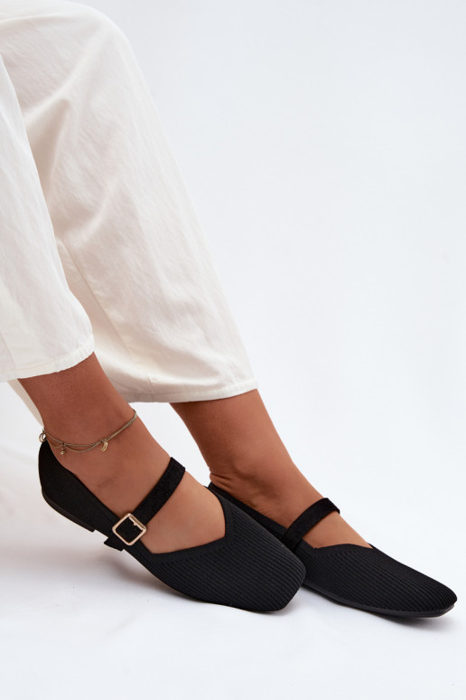 BallerinasGestreifte Schuhego Es mussterialu Pasek mit Schnallen schZuarze Farbe Calvra