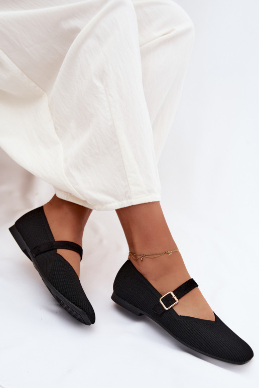 BallerinasGestreifte Schuhego Es mussterialu Pasek mit Schnallen schZuarze Farbe Calvra