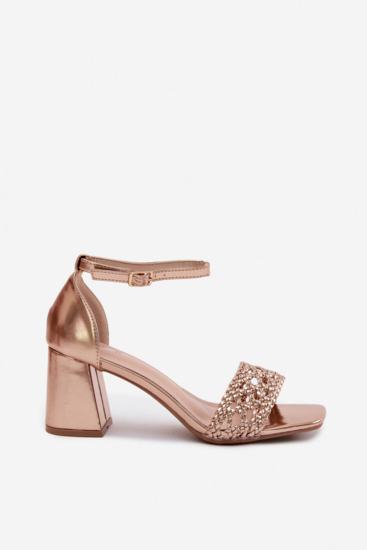 Champagnerfarbene Damen-High-Heels-Sandalen mit Zöpfen Felena