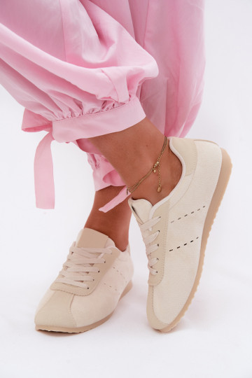 Elfenbeinfarbene Damen-Sneaker aus Kunstveloursleder Melvelin 2
