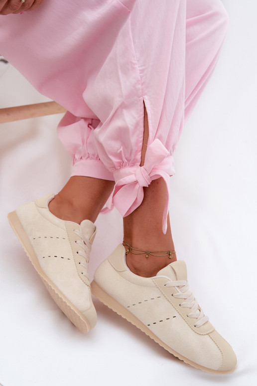 Sneakers Stilvollllschuhe Femininaus Öko-INildlederu Niedrig elfenbeinfarbe Melvelin