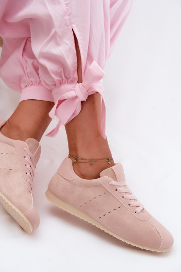 Rosa Damen-Sneaker aus Kunstveloursleder Melvelin