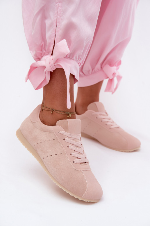 Rosa Damen-Sneaker aus Kunstveloursleder Melvelin