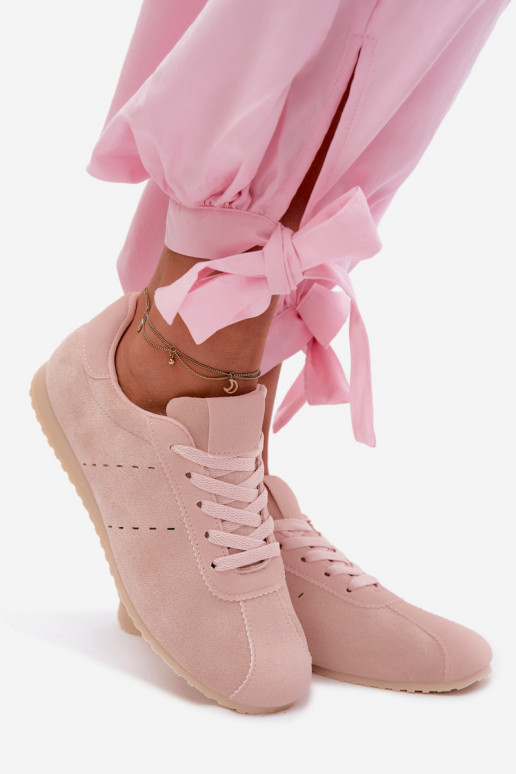 Rosa Damen-Sneaker aus Kunstveloursleder Melvelin