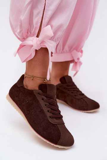 Braune Damen-Sneaker aus Kunstveloursleder Melvelin