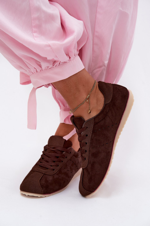 Braune Damen-Sneaker aus Kunstveloursleder Melvelin