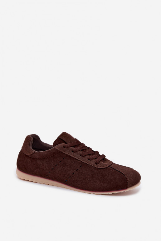 Braune Damen-Sneaker aus Kunstveloursleder Melvelin
