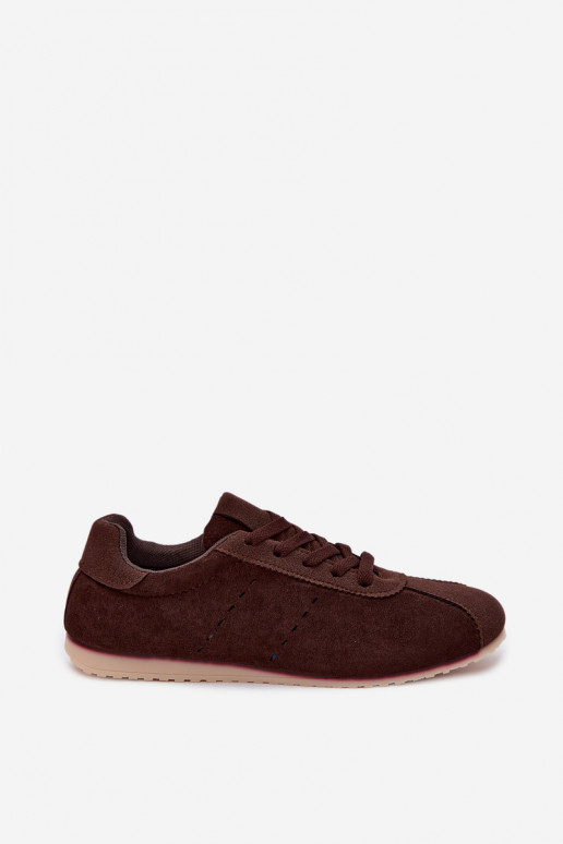Braune Damen-Sneaker aus Kunstveloursleder Melvelin