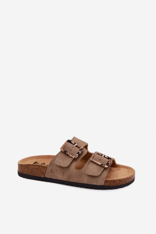 Khaki Damen-Slipper mit Schnallen Lee Cooper LCIN-26-35-4451L