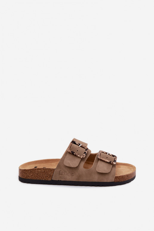 Khaki Damen-Slipper mit Schnallen Lee Cooper LCIN-26-35-4451L