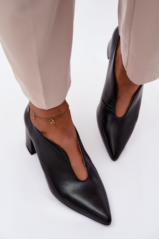 Haut Schuhe Feminin mit Absätzen Es mussciejka K7469-01 schZuarze Farbe