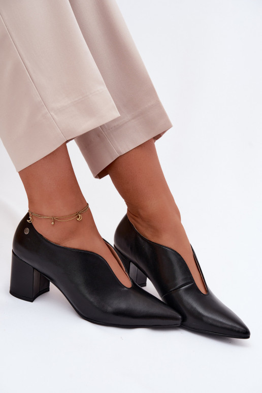 Haut Schuhe Feminin mit Absätzen Es mussciejka K7469-01 schZuarze Farbe