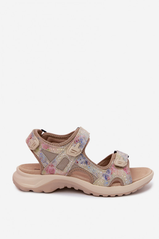 Bunt gemusterte Leder-Damen-Sandalen im sportlichen Stil Morenia