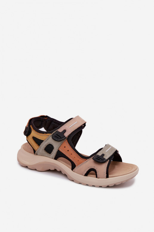 Orange und schwarze Damen-Sandalen im sportlichen Stil Morenia