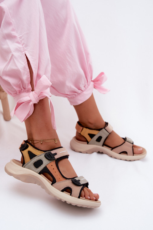 Orange und schwarze Damen-Sandalen im sportlichen Stil Morenia