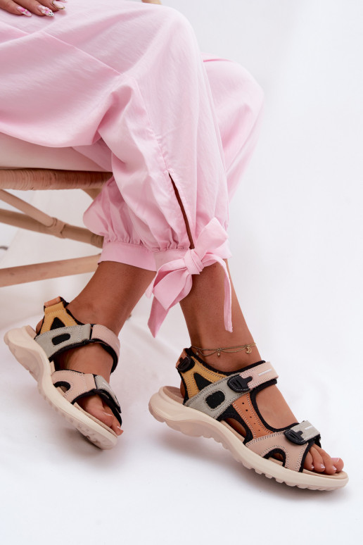 Orange und schwarze Damen-Sandalen im sportlichen Stil Morenia