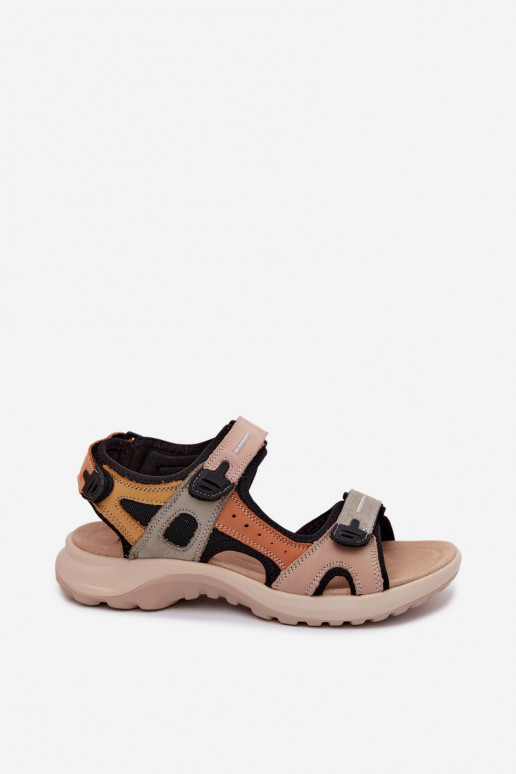 Orange und schwarze Damen-Sandalen im sportlichen Stil Morenia