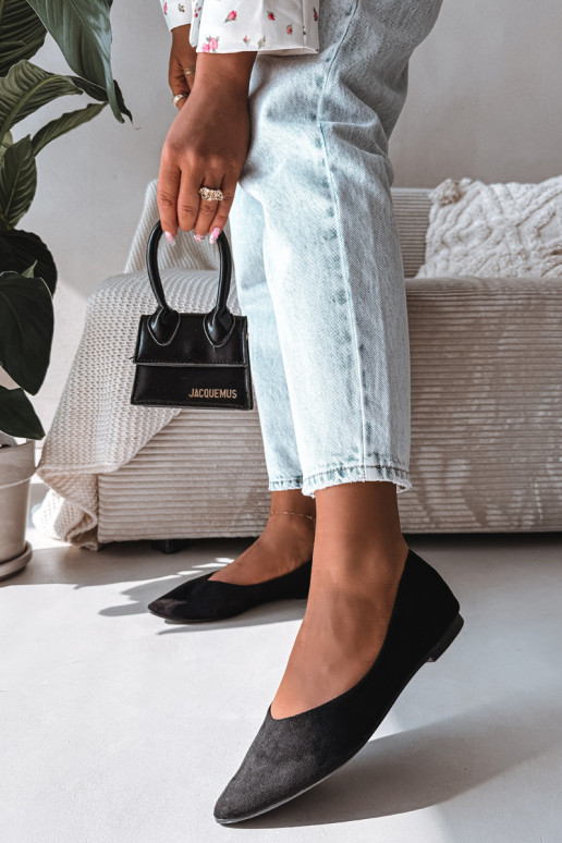 Flache Ballerinas aus künstlichem Wildleder in Schwarz Lelisa