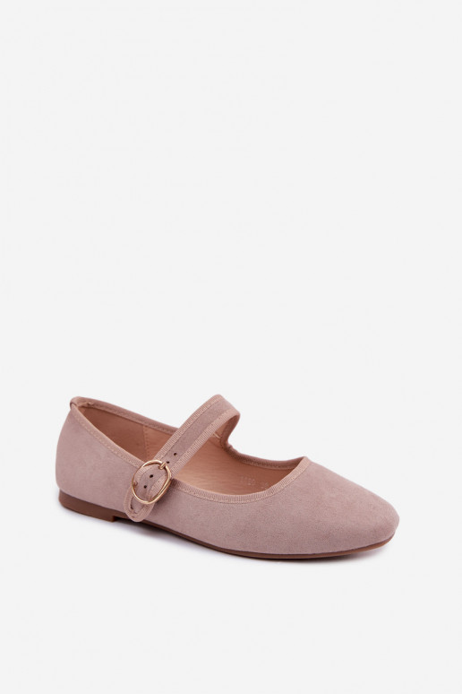 Ballerinas mit Riemchen und goldenen Accessoires mit Schnallen in Sandfarbe Kelisa