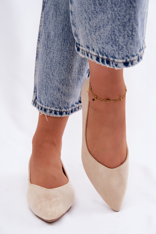 Flache Ballerinas aus künstlichem Wildleder in Sandfarbe Lelisa