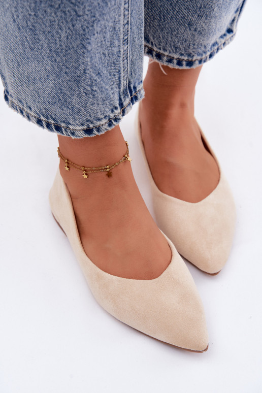 Flache Ballerinas aus künstlichem Wildleder in Sandfarbe Lelisa