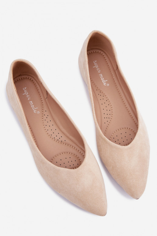 Flache Ballerinas aus künstlichem Wildleder in Sandfarbe Lelisa