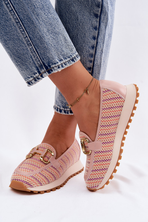 Sneakers Stilvollllschuhe Schlüpfen Ze goldene Farbem Detalem GOE TT2N4081 pinke Farbe