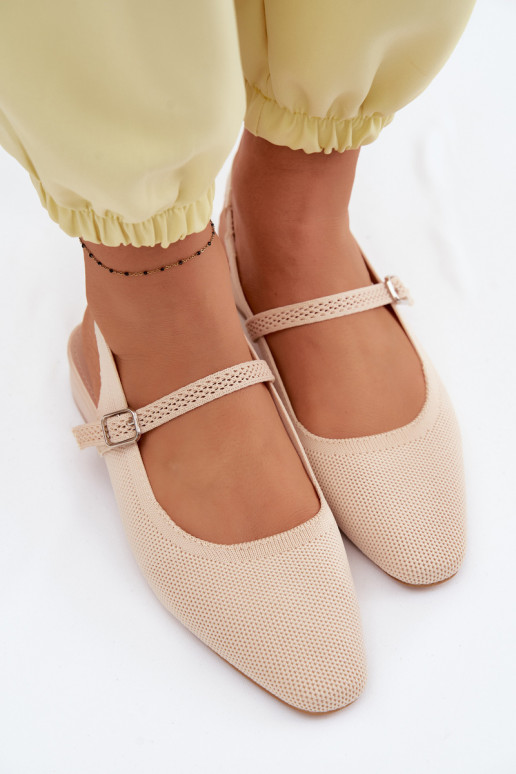  Sandalen Ballerinas Feminin mit Riemen elfenbeinfarbe Selrene