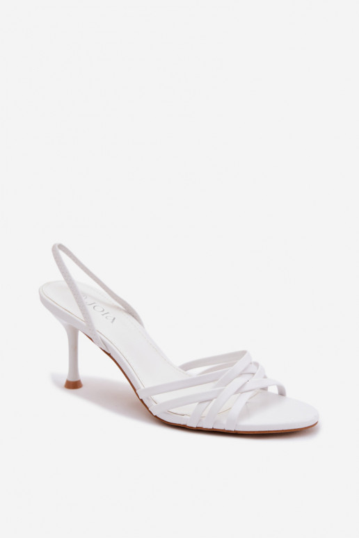 Weiße Sandalen mit dünnem Absatz und Riemen Velivelle