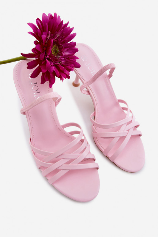 Rosa Sandalen mit dünnem Absatz und Riemen Velivelle