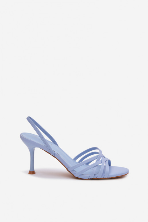 Blaue Sandalen mit dünnem Absatz und Riemen Velivelle