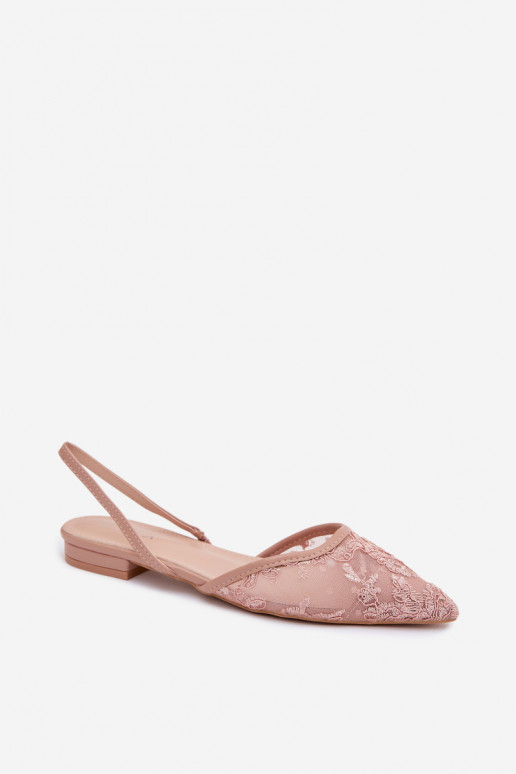 Netz Sandalen mit Spitze mit breiten Absätzen pinke Farbe Selissey