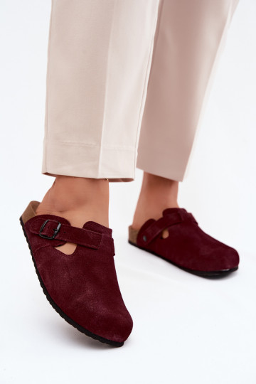 Ziegenveloursleder-Mules mit Schnallen Zazoo 1905, dunkelviolette Farbe 2