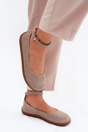 Ziegenveloursleder-Barefoot-Ballerinas Zazoo 020, cappuccino-farbe