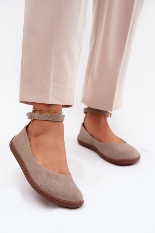 Ziegenveloursleder-Barefoot-Ballerinas Zazoo 020, cappuccino-farbe