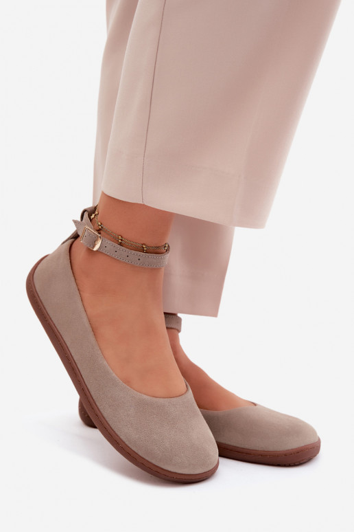 Ziegenveloursleder-Barefoot-Ballerinas Zazoo 020, cappuccino-farbe