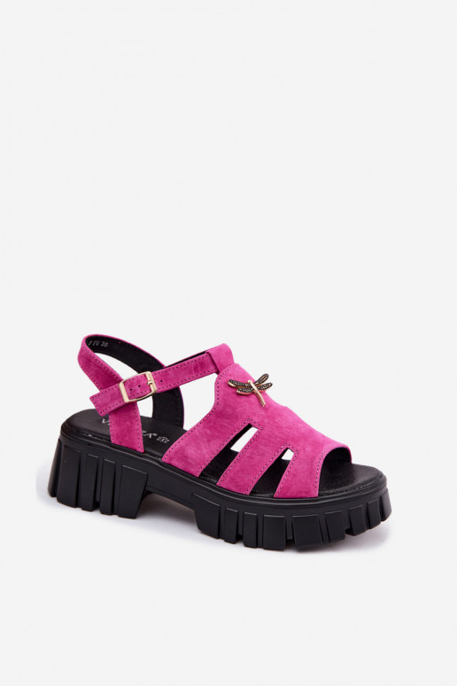 Haut INildledersandalen für Damen mit einer PlattformINażką Vinceza 79627 schZuarze Farbe