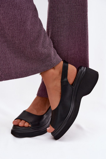Leder-Platformsandalen Vinceza 66936, schwarz 2