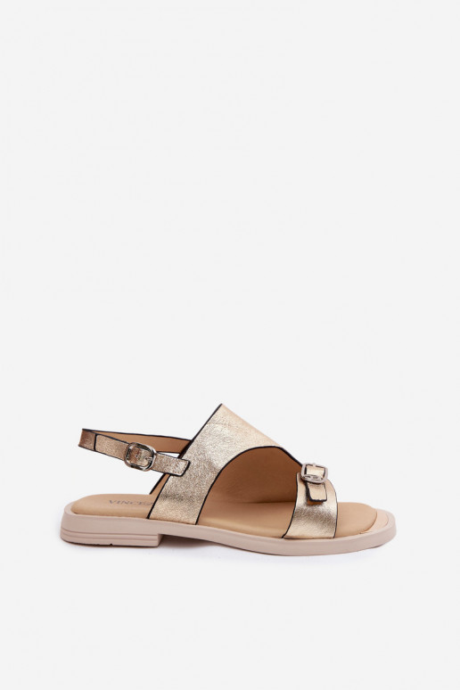 Damensandalen Feminin mit breiten Absätzen Vinceza 86434 goldene Farbe