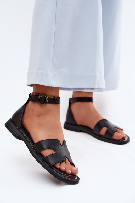 DamensandalenErmöglichtturalnej Skóry mit breiten Absätzen Vinceza 62305 schZuarze Farbe