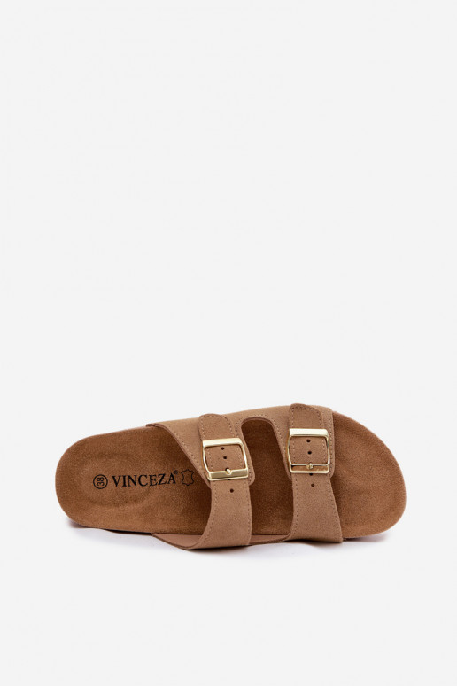 Leder-Platformsandalen mit Schnallen Vinceza 102657, sandfarben