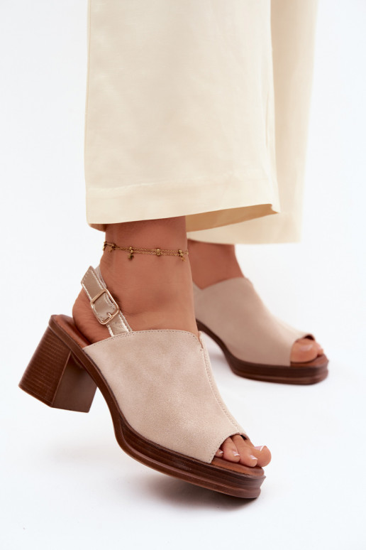 Leder elegante High Heels Vinceza 39995, sandfarben